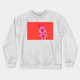 I Love Luz the Chorkie over Pink Hearts with Orange Crewneck Sweatshirt